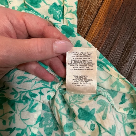 Maeve Anthropologie Green Floral Print Button Down Blouse Size Small - Picture 7 of 7